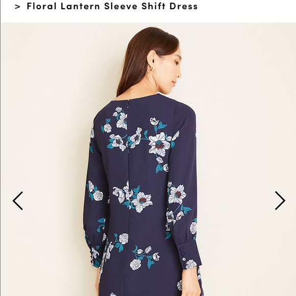 Used Floral Lantern Sleeve Shift Dress size S 4/6 - Picture 2 of 2